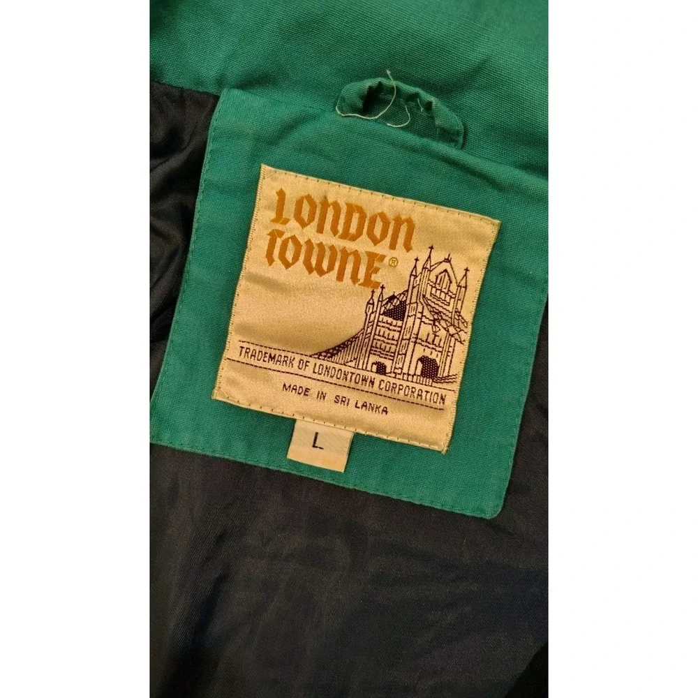 Vintage London Towne Colorblock Windbreaker Jacket Mens Large Navy Red Teal Retr